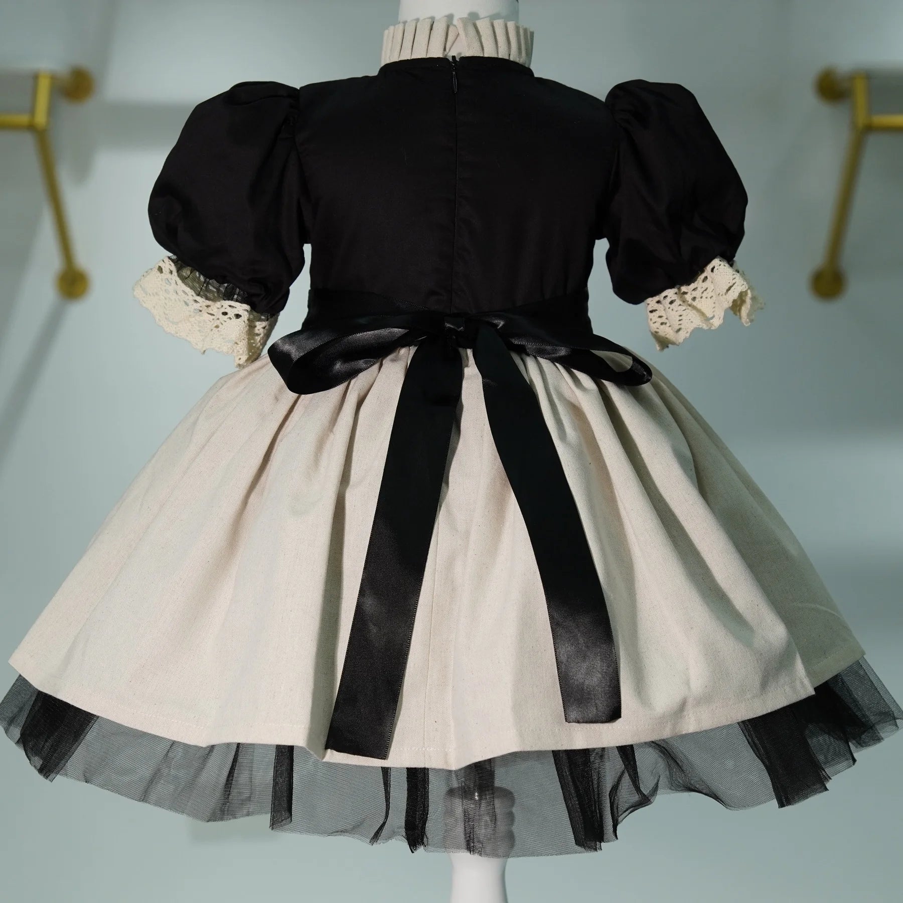 0-12Y Baby Girl Summer Black Deer Embroidery Turkish Vintage Princess Dress for Birthday Holiday Easter Photography Eid C105