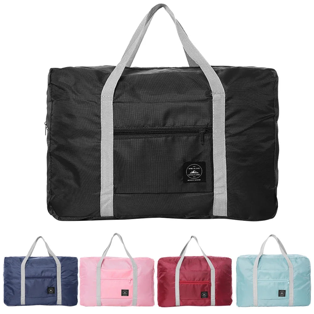 Solid Color Waterproof Folding Travel Bag Lightweight Large Capacity Luggage Bag