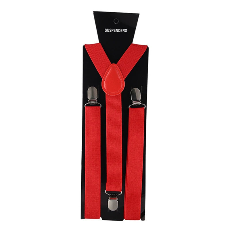 Adult Suspenders High Elastic Solid Color Mens Women Wedding Party Suit Skirt Braces Straps Shirt Dress Garment Clip on Pants