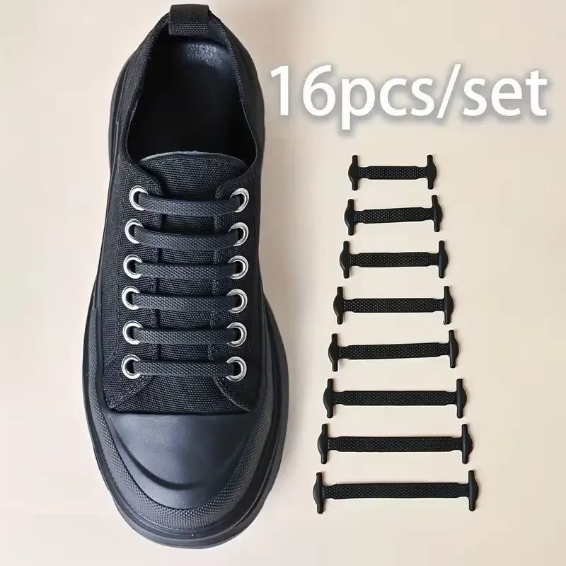 16pcs Lazy Shoelace Silicone Quick Lace Elastic Women Men No Tie Kids Adult Sneakers Lacing Shoelace Buckle Shoes Accessories