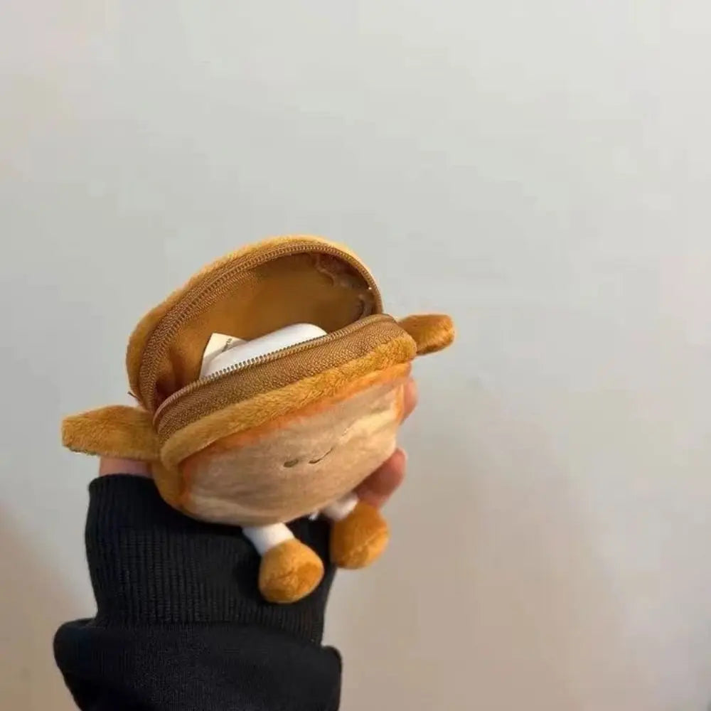 Cartoon Toast Bread Plush Toys Children Coin Purse Earphone Bag Coin Key Bag Doll Bag Pendant Birthday