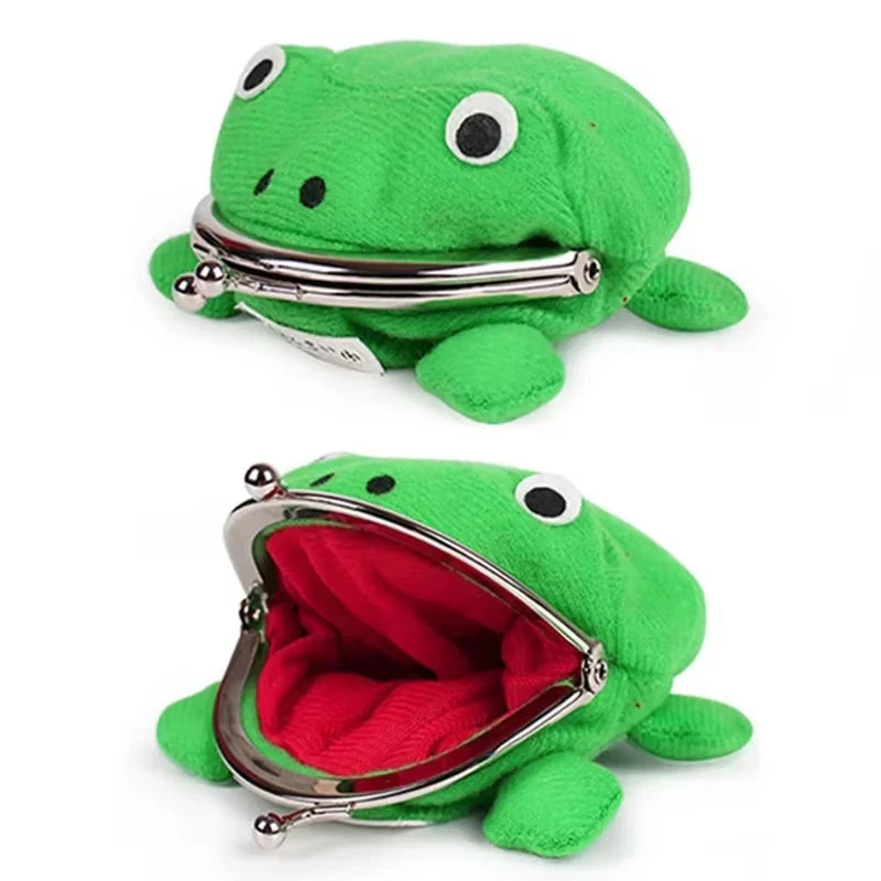 Cute Anime Frog Purse Kissing Lock Funny Plush Frog Shape Role Play Purse for Women Bag Accessories