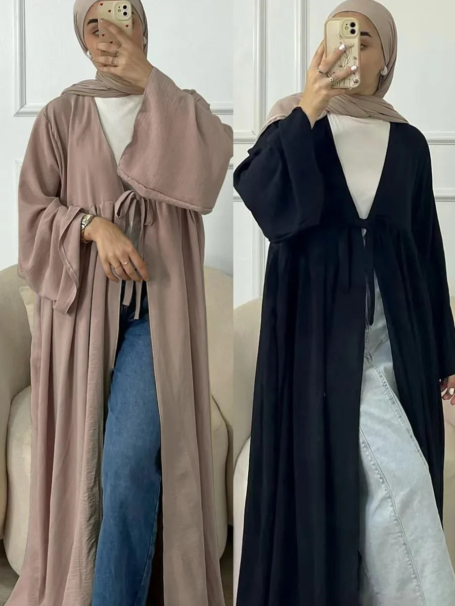 vestidos Muslim Turkish Loose Casual Lace-ups Cardigan Ramadan Robe Dubai luxury Abayas For Women Femme Evening Maxi Dresses
