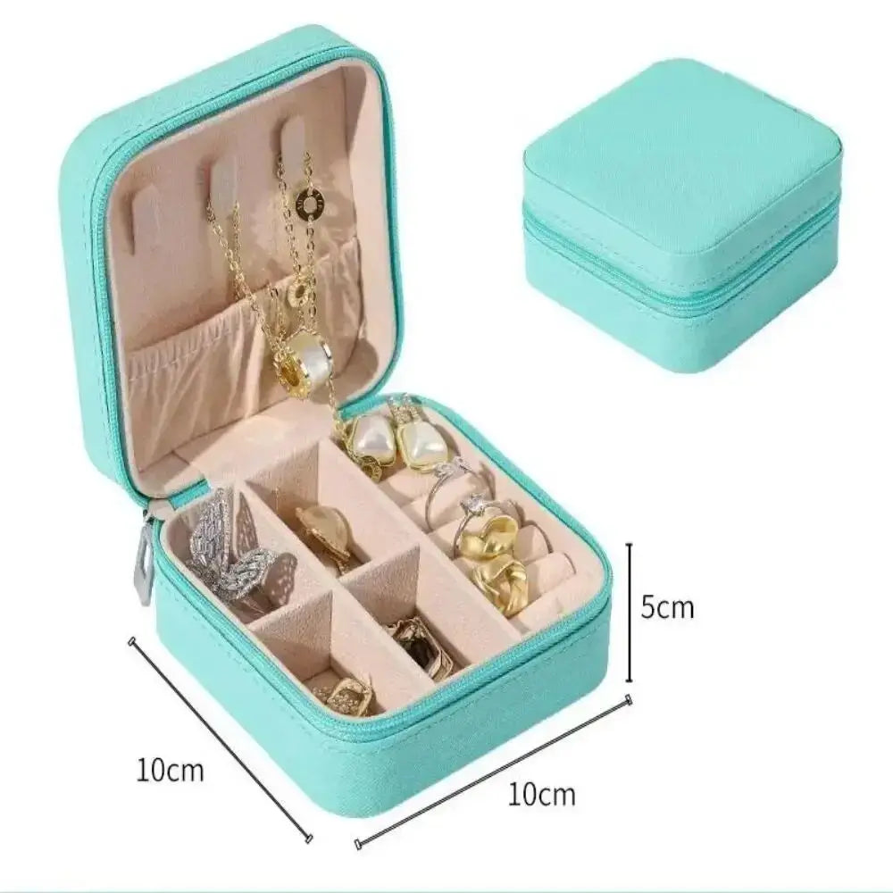 Mini Jewelry Storage Box Portable Home Travel Earrings Necklace Storage Case for Women Ring Organizer PU Leather Display Case